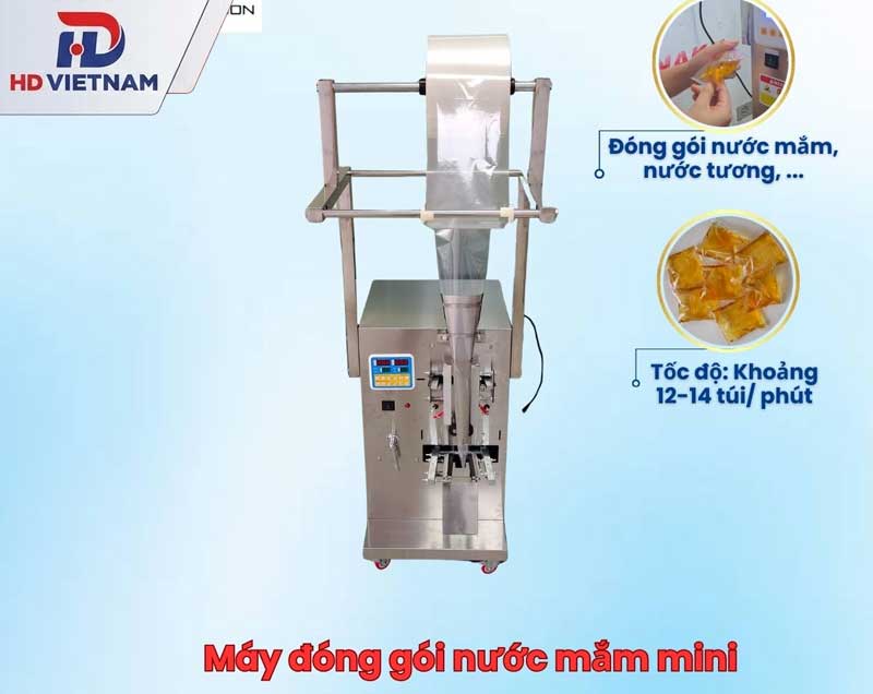 Máy đóng gói nước mắm mini dùng bơm định lượng