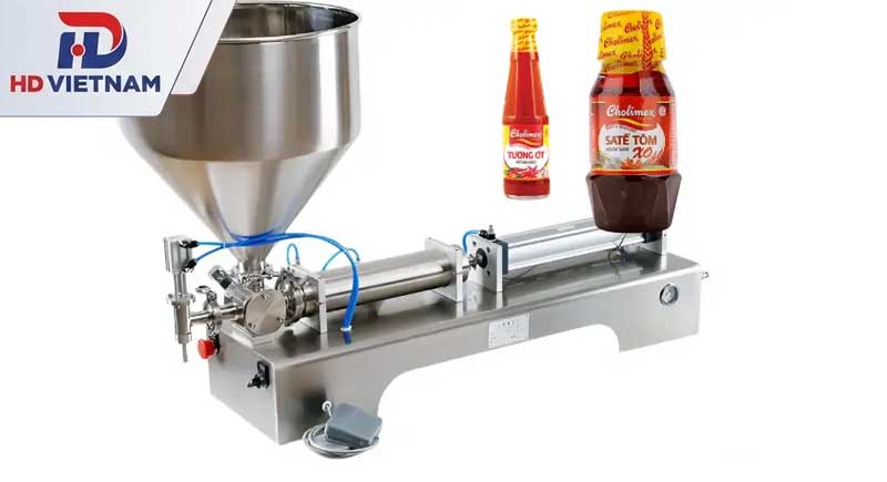 Máy chiết rót nước mắm, tương ớt không tích hợp đóng gói túi