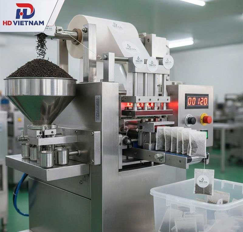 Nguyên lý hoạt động máy đóng gói trà tự động.