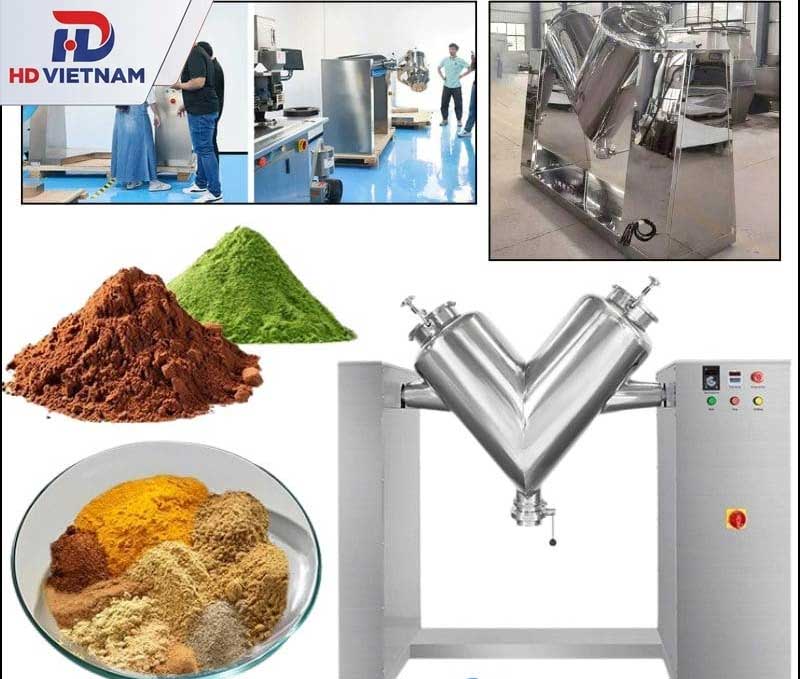 Máy trộn chữ V có thể được sử dụng để phối trộn phấn nền, bột trang điểm